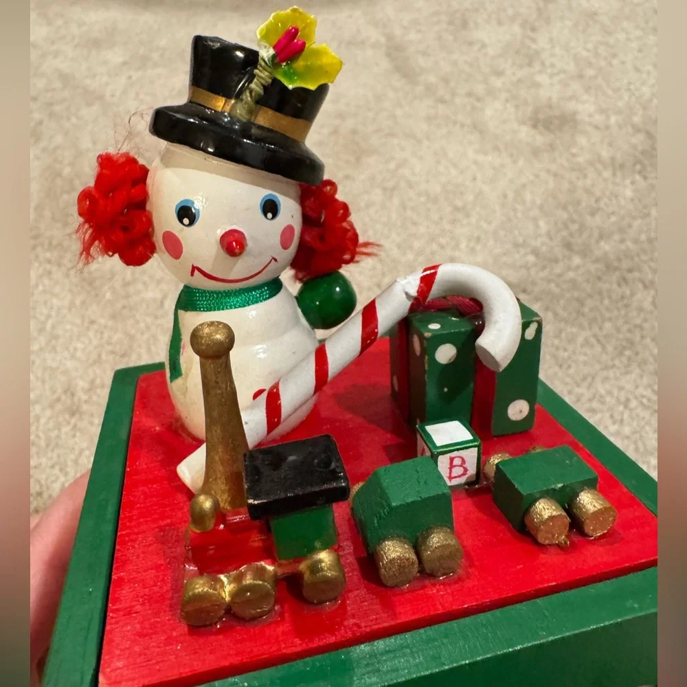 Vintage Christmas snowman Block functional box Decor